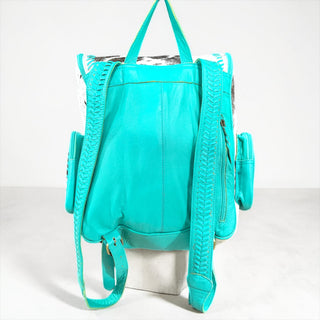 Turquoise cowhide backpack