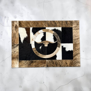 2x3ft Longhorn cowhide patchwork doormat