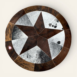 5x5’ cowhide patchwork rug