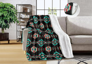 Black Aztec queen Sherpa blanket