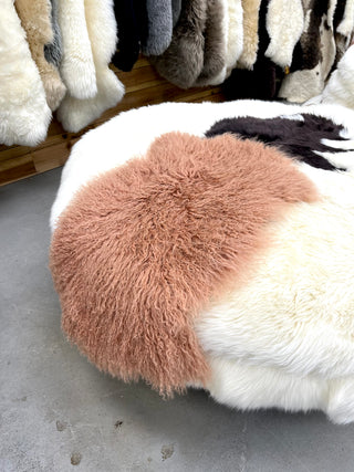 2x3ft Coral Tibetan lambskin
