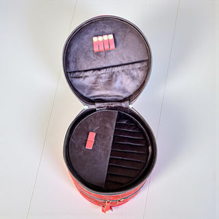 Red tooled leather jewelry box