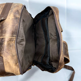 Rustic leather backpack