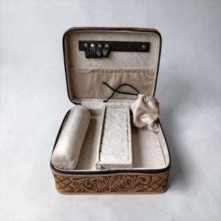 Tooled leather & cowhide jewelry box