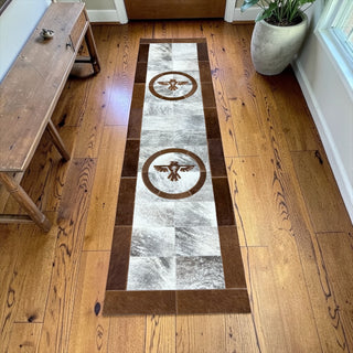 7x2’ Thunderbird cowhide patchwork runner