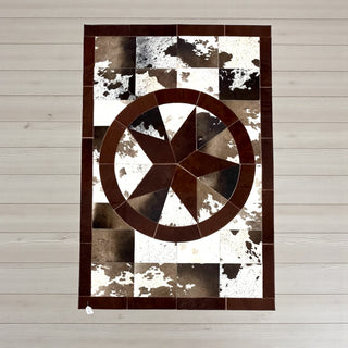 Star cowhide patchwork rug 4x6’