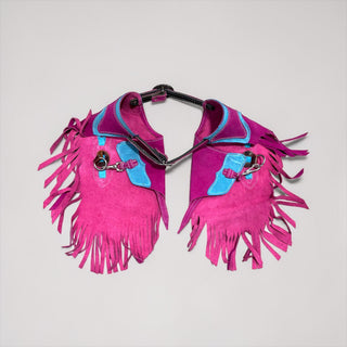 Pink/turquoise suede kids chaps