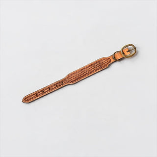 Basketweave tooled leather dog collar
