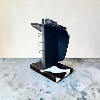 Brown/white all cowhide necklace display (u09)
