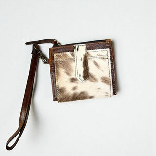 Cowhide wristlet card holder