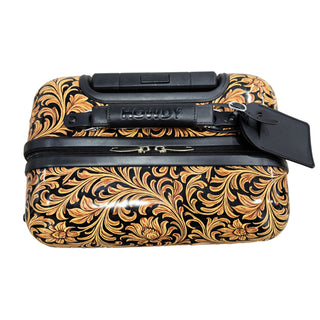 Floral tooling print luggage rolling suitcase