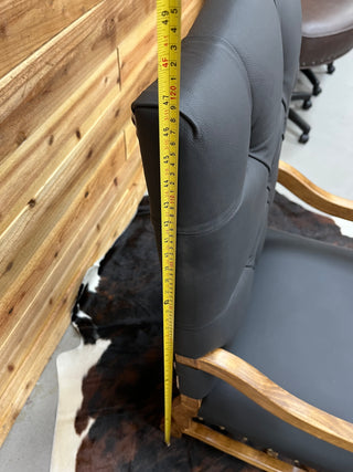 Black genuine cowhide & leather arm chair