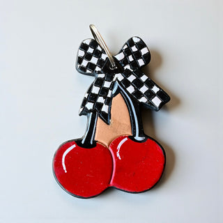 Cherri tooled leather & cowhide keychain