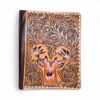 Deer tooled leather folder