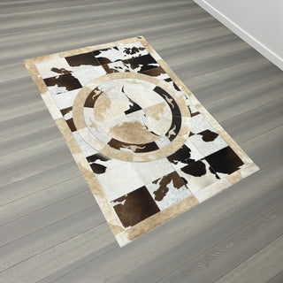 Longhorn cowhide patchwork rug 4x6’
