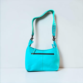 Turquoise tooled leather shoulder bag