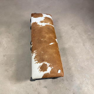 All cowhide wood bench