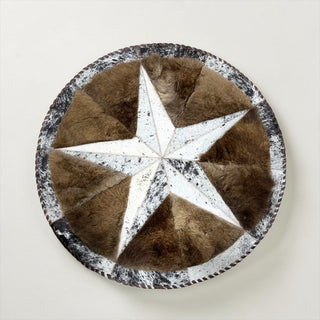 3x3’ star buffalo and cowhide patchwork rug