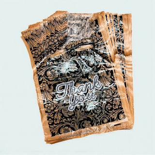 50 pcs Orange thank you shopping bags