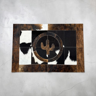 2x3ft cactus cowhide patchwork doormat