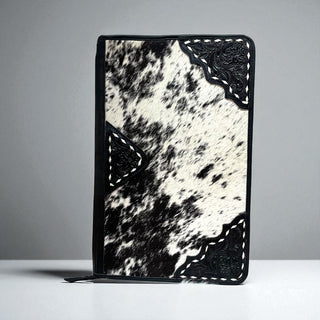 Black tooled & cowhide jewelry travel case