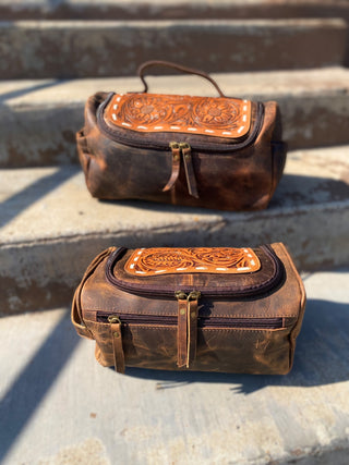 Rustic Tooled Leather Saving kit/ Toiletry