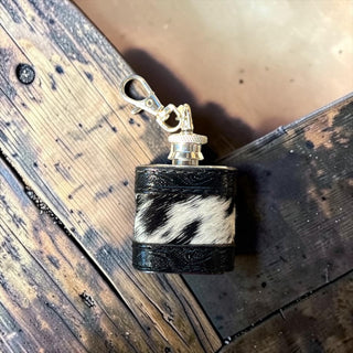 Black cowhide flask