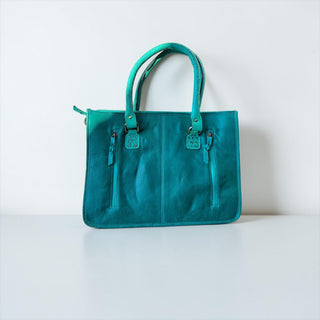 Turquoise floral tote bag