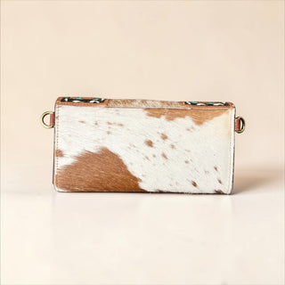 Turquoise tooled leather crossbody wallet