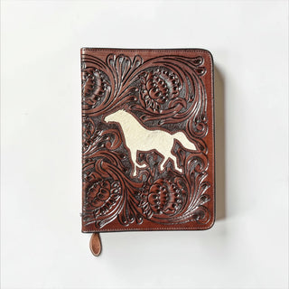 Horse tooled leather bible cover