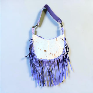 Purple fringe shoulder bag