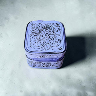 Purple small tooled leather jewelry box
