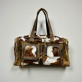 Cowhide & leather duffle bag suitecase