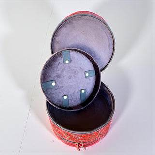 Tan tooled leather & cowhide jewelry box