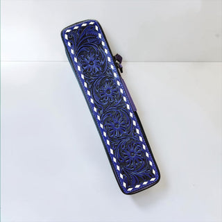 Purple tooled leather & cowhide iron case