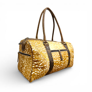 Deer print cowhide duffle bag