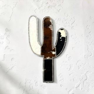 Silver cactus cowhide wall decor