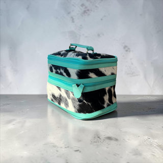 Turquoise leather & cowhide makeup box