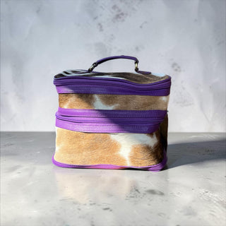 Purple leather & cowhide makeup box