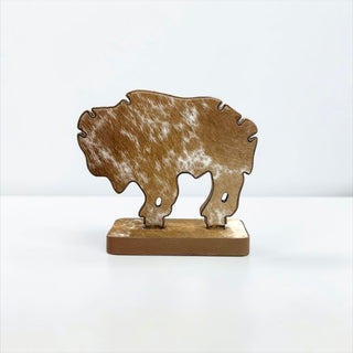 Tan all cowhide buffalo necklace display