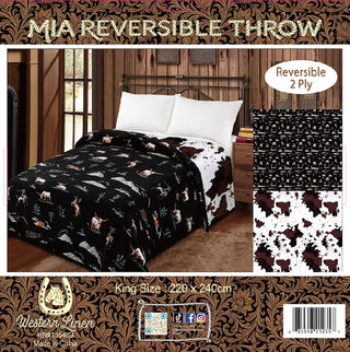 Reversible king Mia blanket - night rodeo/cowprint