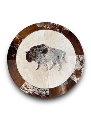 Buffalo Round Cowhide Patchwork 3’