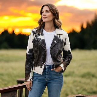 Brown cowhide fringe jacket (M)