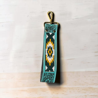 Turquoise sunset ranch wristlet strap