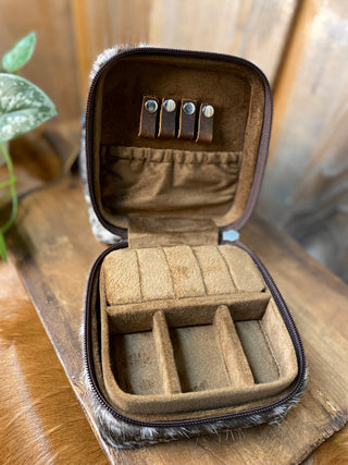 Skull and Sunflowers Cowhide and Tooled Mini Jewelry Box