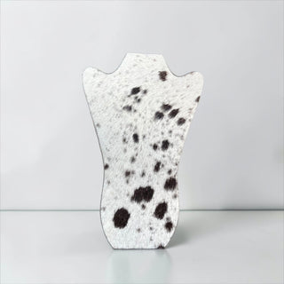 Black cowhide necklace display