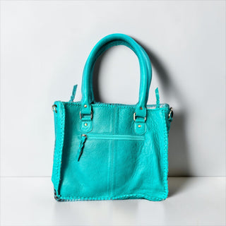 Turquoise all cowhide tote bag