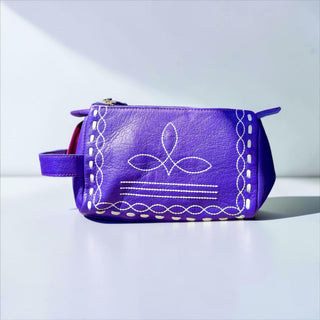 Purple BootStitch toiletry bag