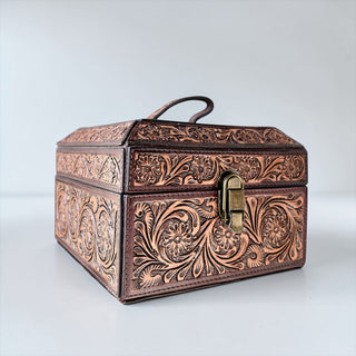 All tooled leather jewelry box