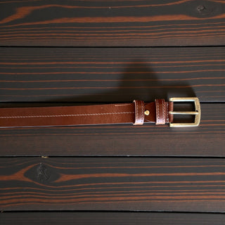 Caramel brown leather belt